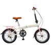 Sepeda Lipat Evergreen 16 Inchi Single Speed 2026 Warna Putih Pink