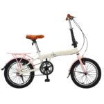 Sepeda Lipat Evergreen 16 Inchi Single Speed 2026 Warna Putih Pink